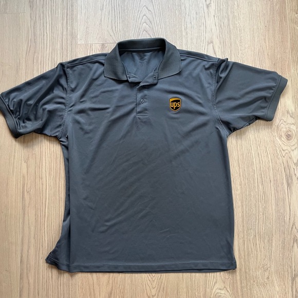 UPS Polo Shirt Men's Large Uniform Short Sleeve Workwear Gray Logo Top - Picture 1 of 7